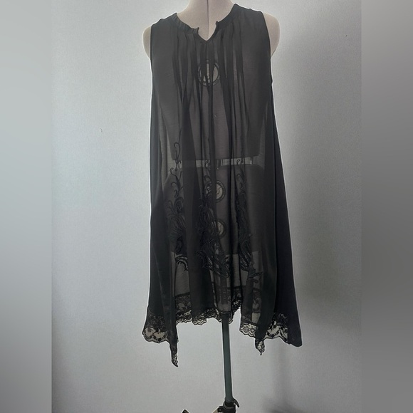 Staring at Stars black sheer lace dress large Boho whimsigoth Gothic festival - Picture 2 of 8